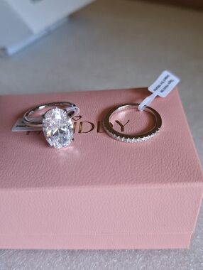 PAFIDDY 5CT Oval Cut Wedding Ring Set 925 Sterling Silver Size 4.5 Bridal NEW